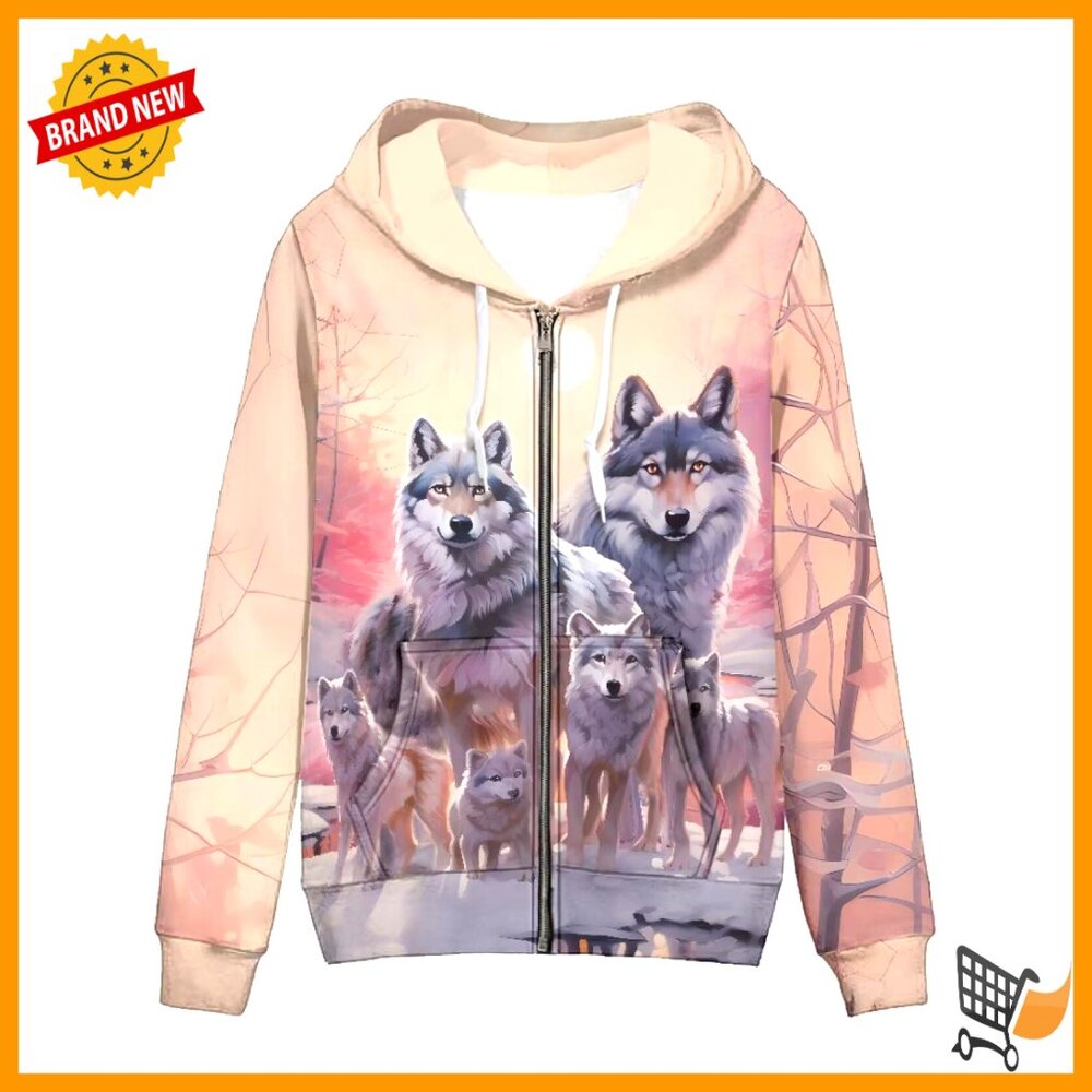 Zip Up Hoodie Loose Fit Casual Y2k Boho Graphic Print Polyester Spandex